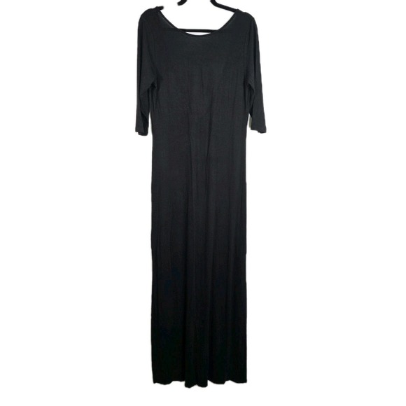 Body Glove Black Maxi Dress Deep V Backless Side Slit‎ Women's Large - Picture 1 of 5